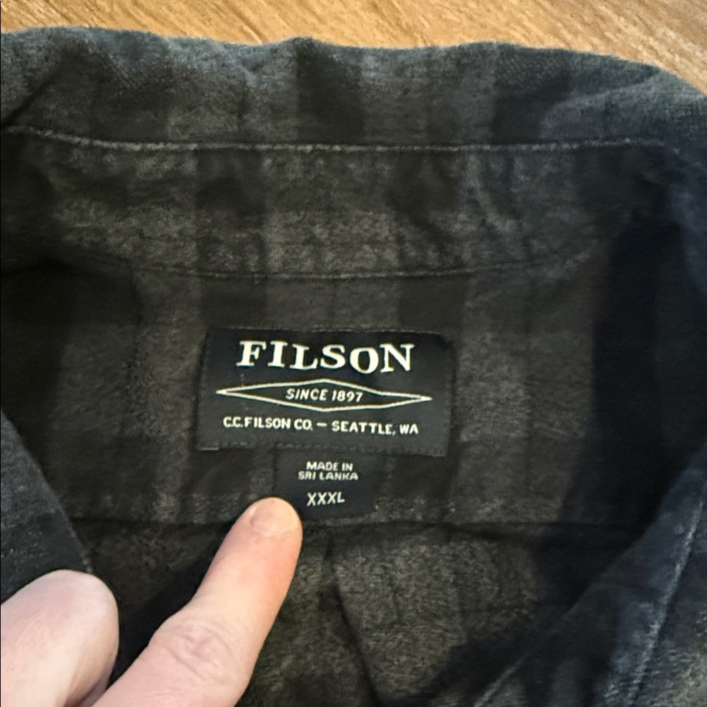Filson Black and Grey Plaid Button-Down Shirt - Picture 2 of 2